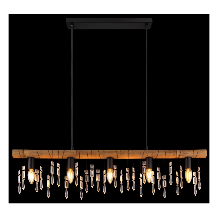 Globo 15532-5H - Hanglamp aan kabel KIRA 5xE14/40W/230V zwart/bruin