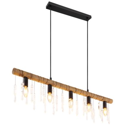 Globo 15532-5H - Hanglamp aan kabel KIRA 5xE14/40W/230V zwart/bruin
