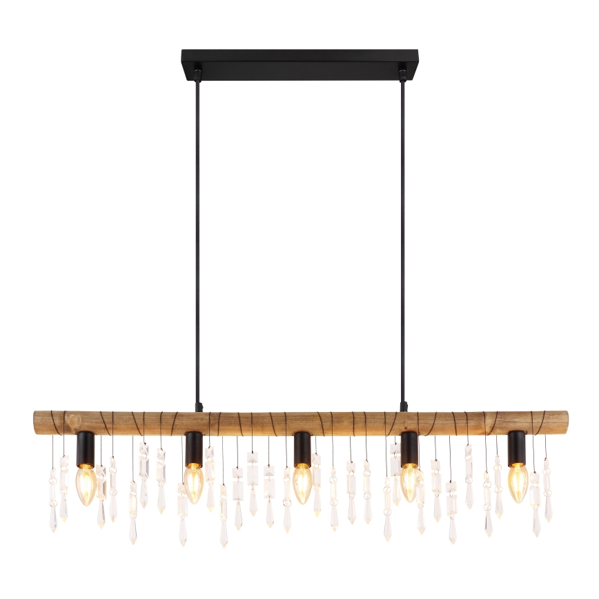 Globo 15532-5H - Hanglamp aan kabel KIRA 5xE14/40W/230V zwart/bruin
