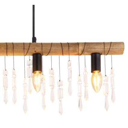 Globo 15532-5H - Hanglamp aan kabel KIRA 5xE14/40W/230V zwart/bruin