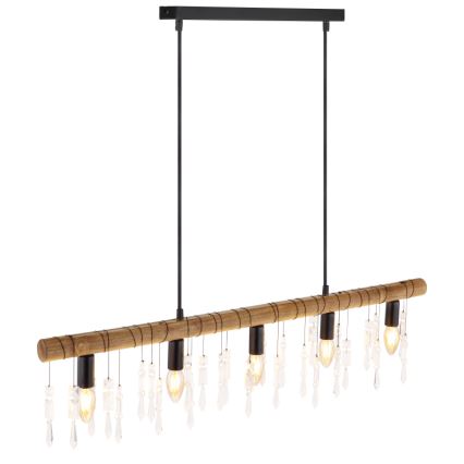 Globo 15532-5H - Hanglamp aan kabel KIRA 5xE14/40W/230V zwart/bruin