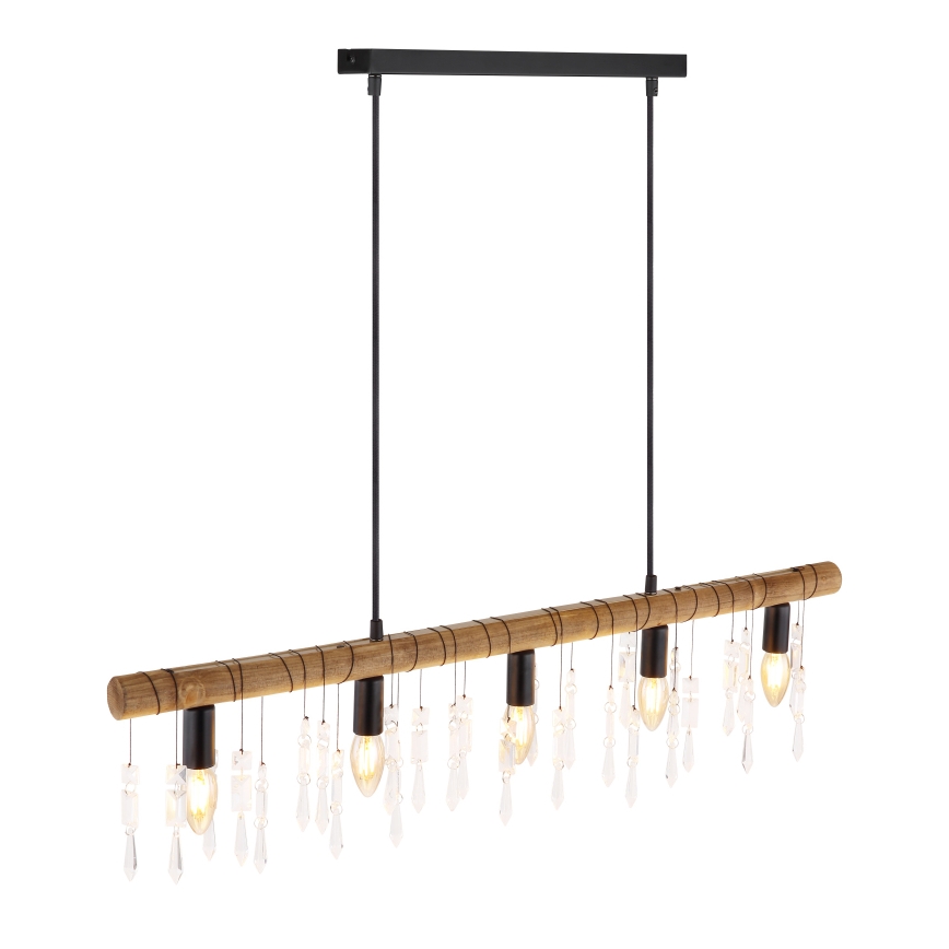 Globo 15532-5H - Hanglamp aan kabel KIRA 5xE14/40W/230V zwart/bruin
