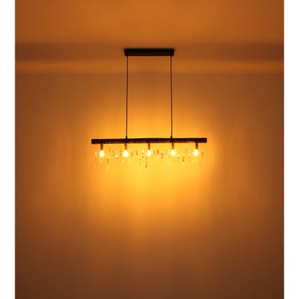 Globo 15532-5HB - Hanglamp KIRA met kabel 5xE14/40W/230V zwart