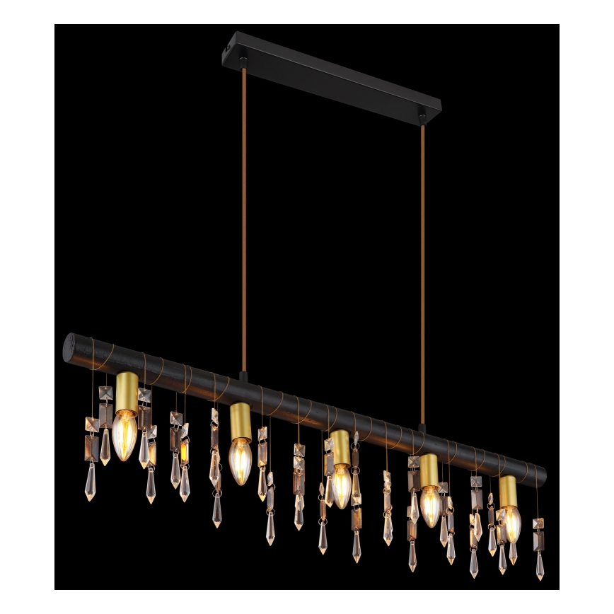 Globo 15532-5HB - Hanglamp KIRA met kabel 5xE14/40W/230V zwart