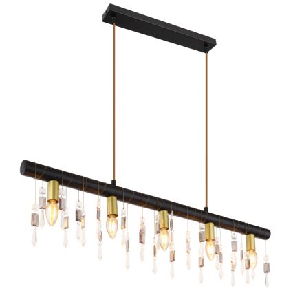 Globo 15532-5HB - Hanglamp KIRA met kabel 5xE14/40W/230V zwart