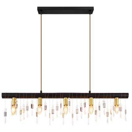 Globo 15532-5HB - Hanglamp KIRA met kabel 5xE14/40W/230V zwart