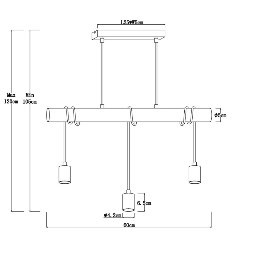Globo - Hanglamp aan kabel 3xE27/60W/230V