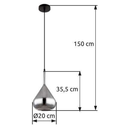 Globo - Hanglamp aan een koord 1xE27/60W/230V diameter 20 cm zwart