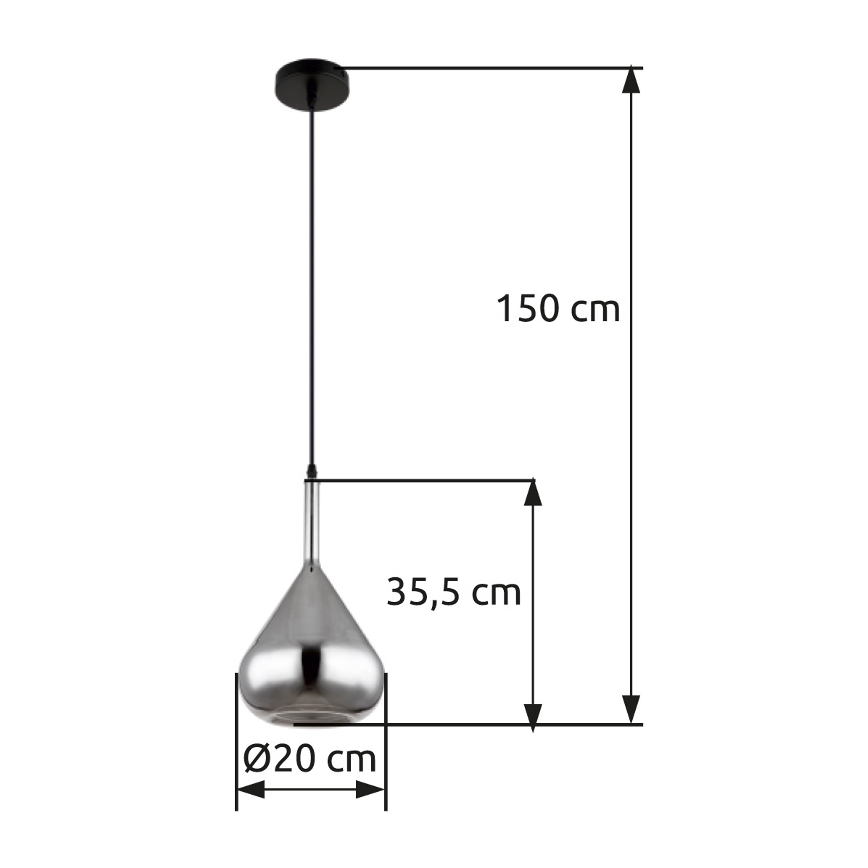 Globo - Hanglamp aan een koord 1xE27/60W/230V diameter 20 cm zwart