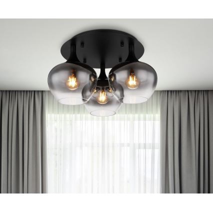 Globo - Bevestigde hanglamp 3xE27/40W/230V diameter 45 cm zwart