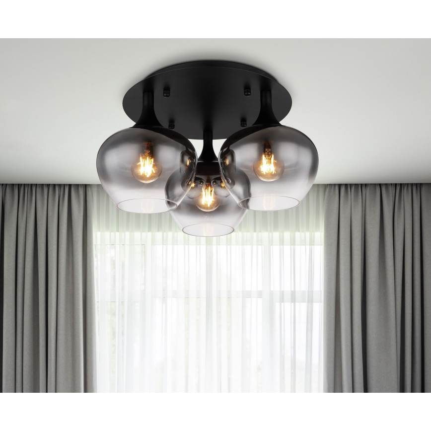 Globo - Bevestigde hanglamp 3xE27/40W/230V diameter 45 cm zwart