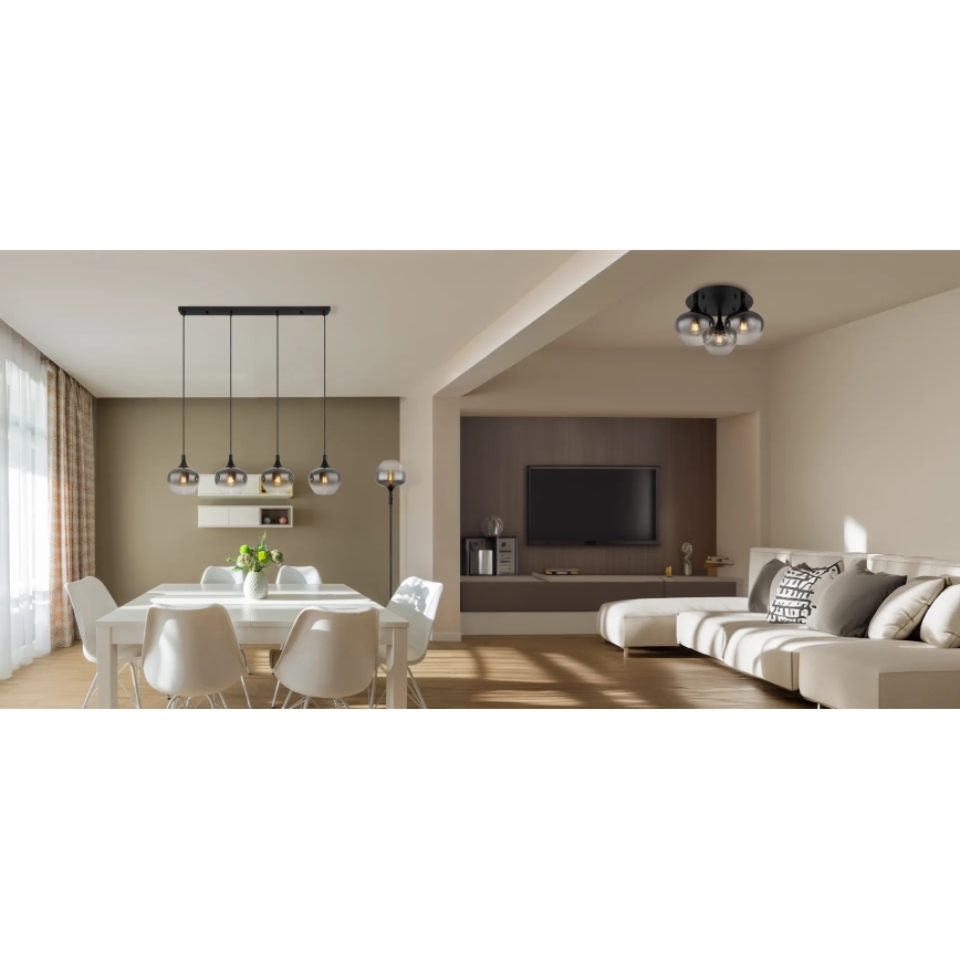 Globo - Bevestigde hanglamp 3xE27/40W/230V diameter 45 cm zwart