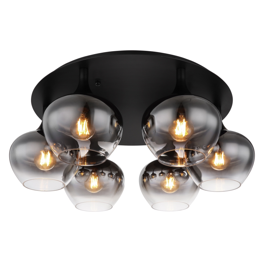 Globo - Opbouwkroonluchter 6xE27/40W/230V Ø 65 cm zwart