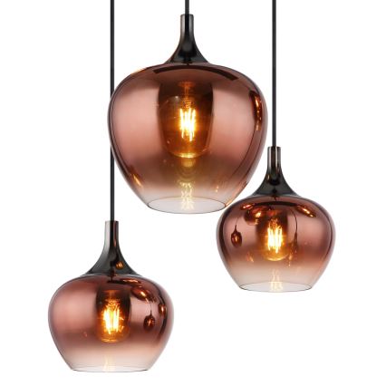 Globo - Hanglamp aan een koord 6xE27/40W/230V bruin/gerookt