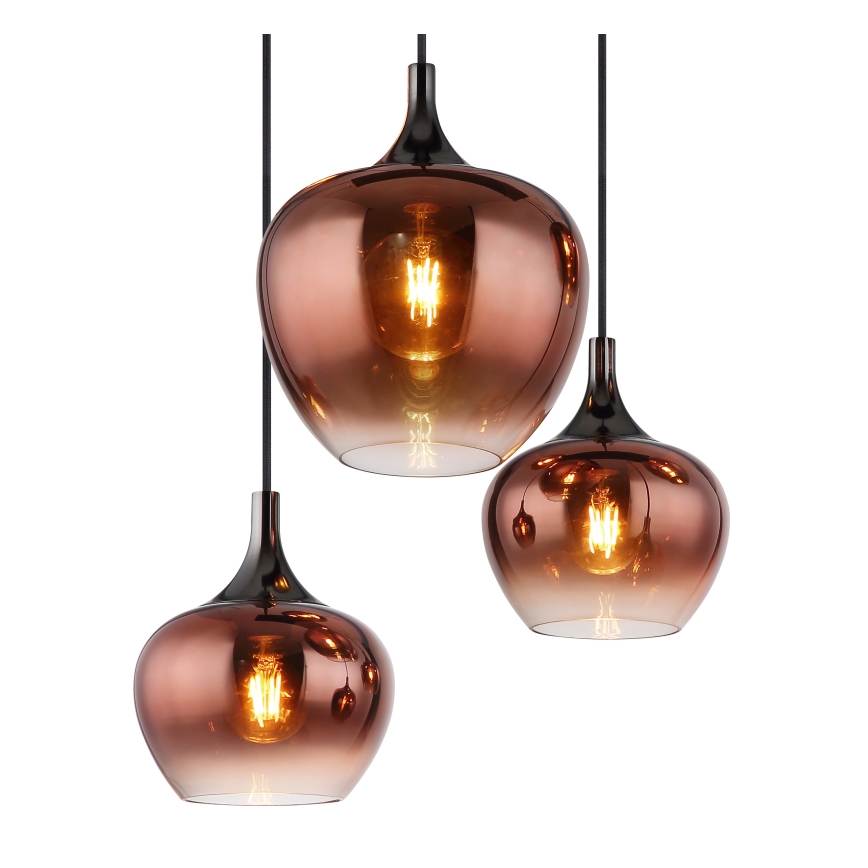 Globo - Hanglamp aan een koord 6xE27/40W/230V bruin/gerookt