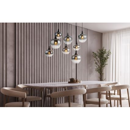 Globo - Hanglamp aan snoer 8xE27/40W/230V zwart