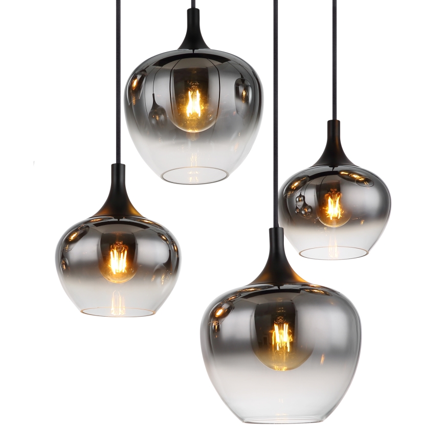 Globo - Hanglamp aan snoer 8xE27/40W/230V zwart