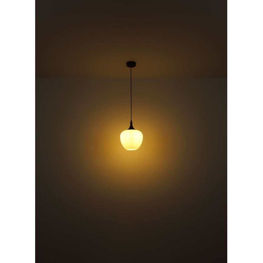 Globo - Hanglamp aan een koord 1xE27/60W/230V diameter 29 cm wit/bruin