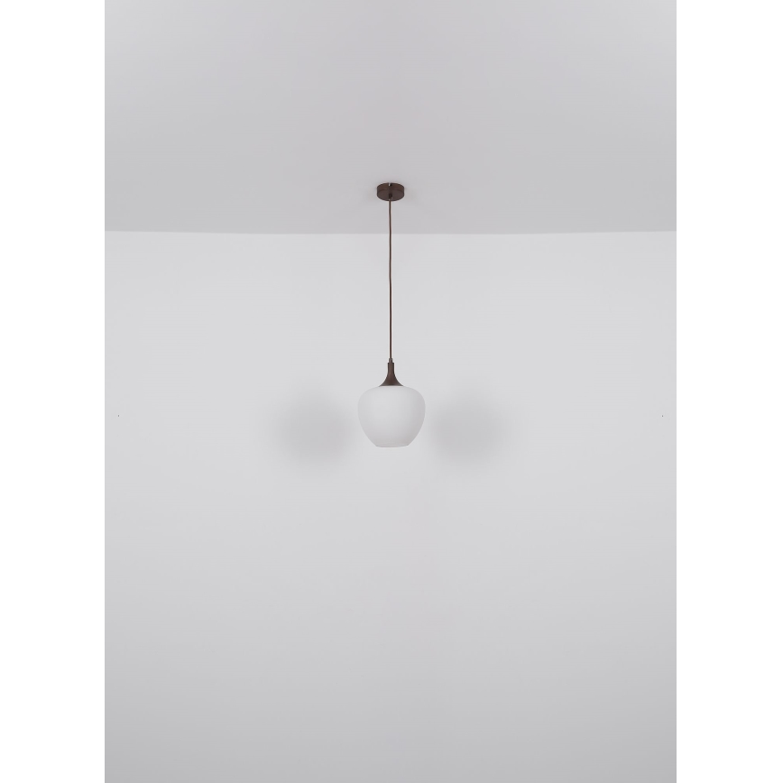 Globo - Hanglamp aan een koord 1xE27/60W/230V diameter 29 cm wit/bruin