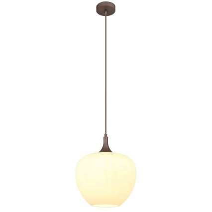 Globo - Hanglamp aan een koord 1xE27/60W/230V diameter 29 cm wit/bruin