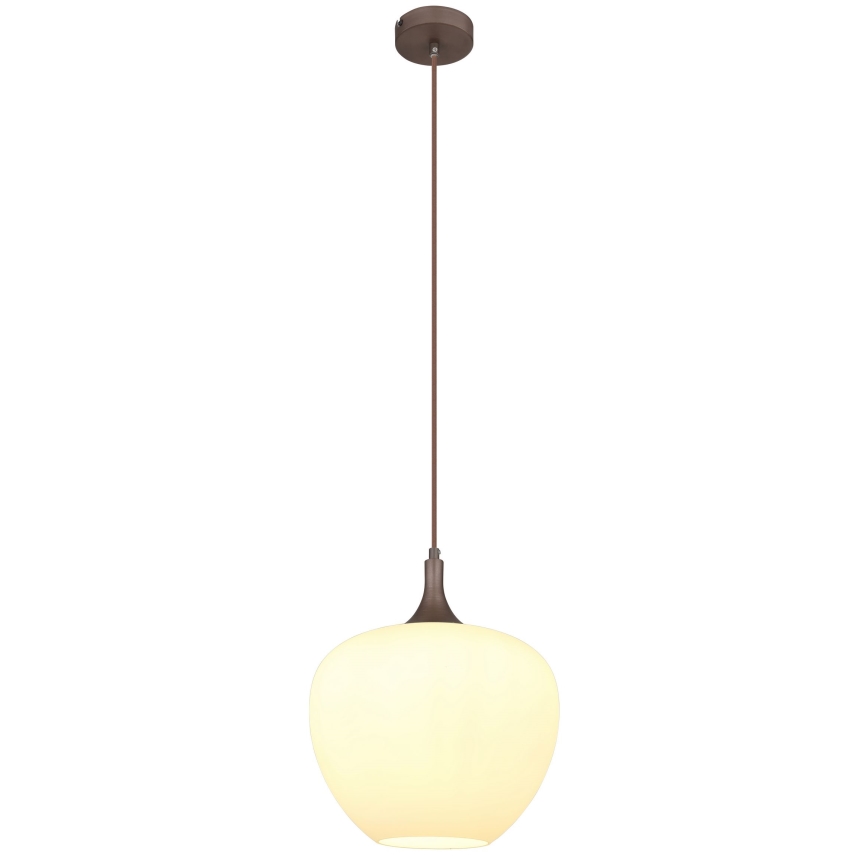 Globo - Hanglamp aan een koord 1xE27/60W/230V diameter 29 cm wit/bruin