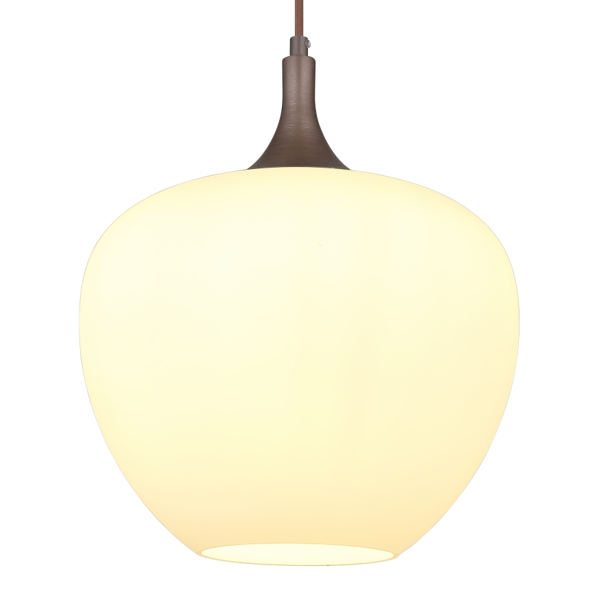 Globo - Hanglamp aan een koord 1xE27/60W/230V diameter 29 cm wit/bruin