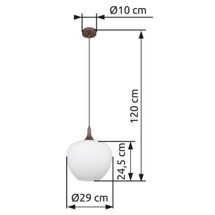 Globo - Hanglamp aan een koord 1xE27/60W/230V diameter 29 cm wit/bruin