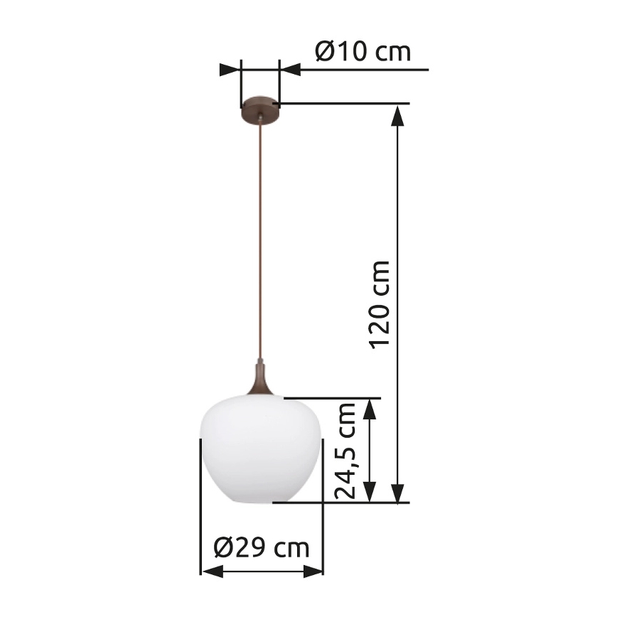 Globo - Hanglamp aan een koord 1xE27/60W/230V diameter 29 cm wit/bruin