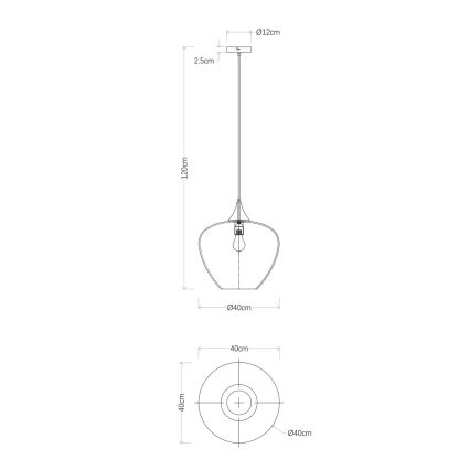 Globo - Hanglamp aan een koord 1xE27/60W/230V diameter 40 cm zwart