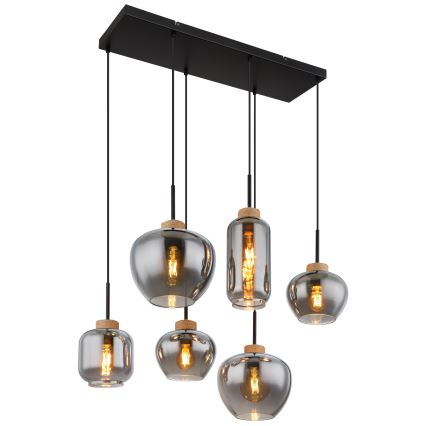 Globo - Hanglamp aan snoer 6xE27/40W/230V zwart