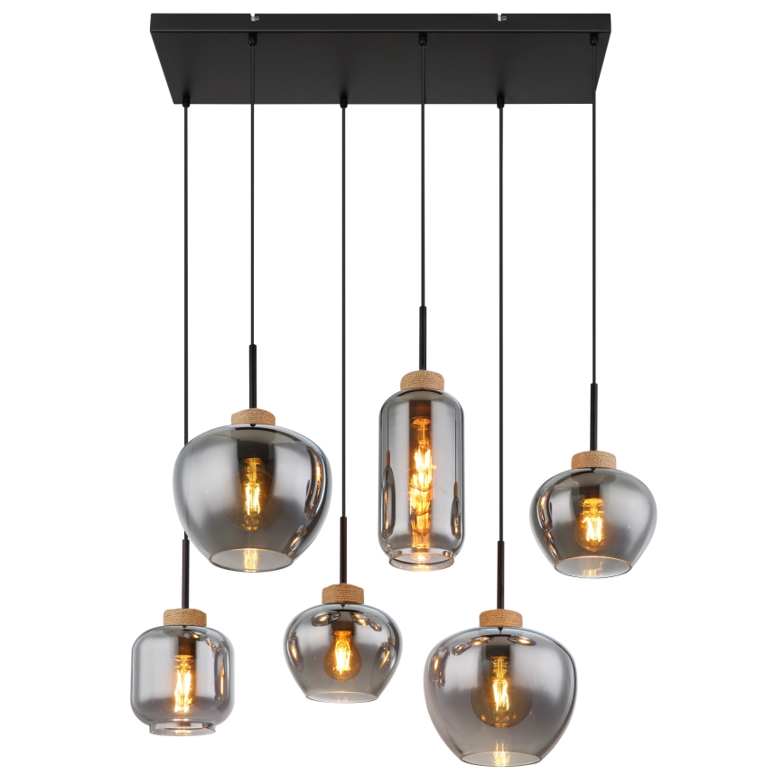 Globo - Hanglamp aan snoer 6xE27/40W/230V zwart