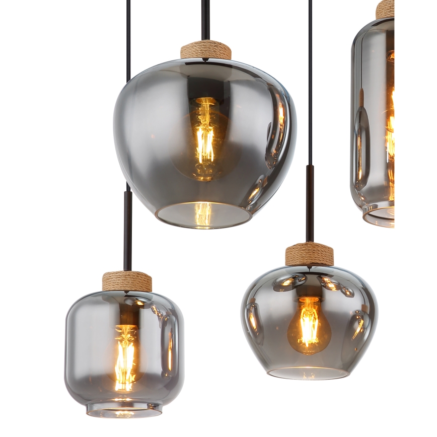 Globo - Hanglamp aan snoer 6xE27/40W/230V zwart