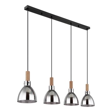 Globo 15550-4H - Hanglamp MATTEA aan kabel 4xE27/6W/230V zwart/rookglas