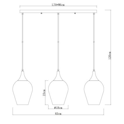 Globo - Hanglamp aan een koord 3xE27/60W/230V