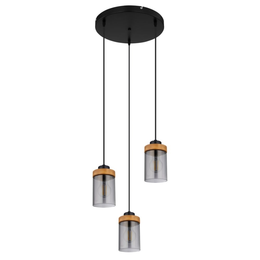 Globo - Hanglamp aan kabel 3xE27/40W/230V metaal/hout