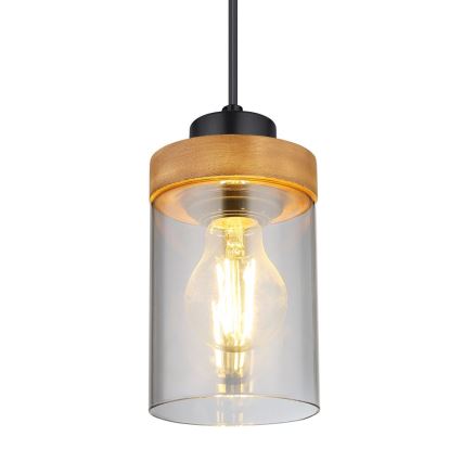 Globo - Hanglamp aan kabel 1xE27/40W/230V metaal/hout