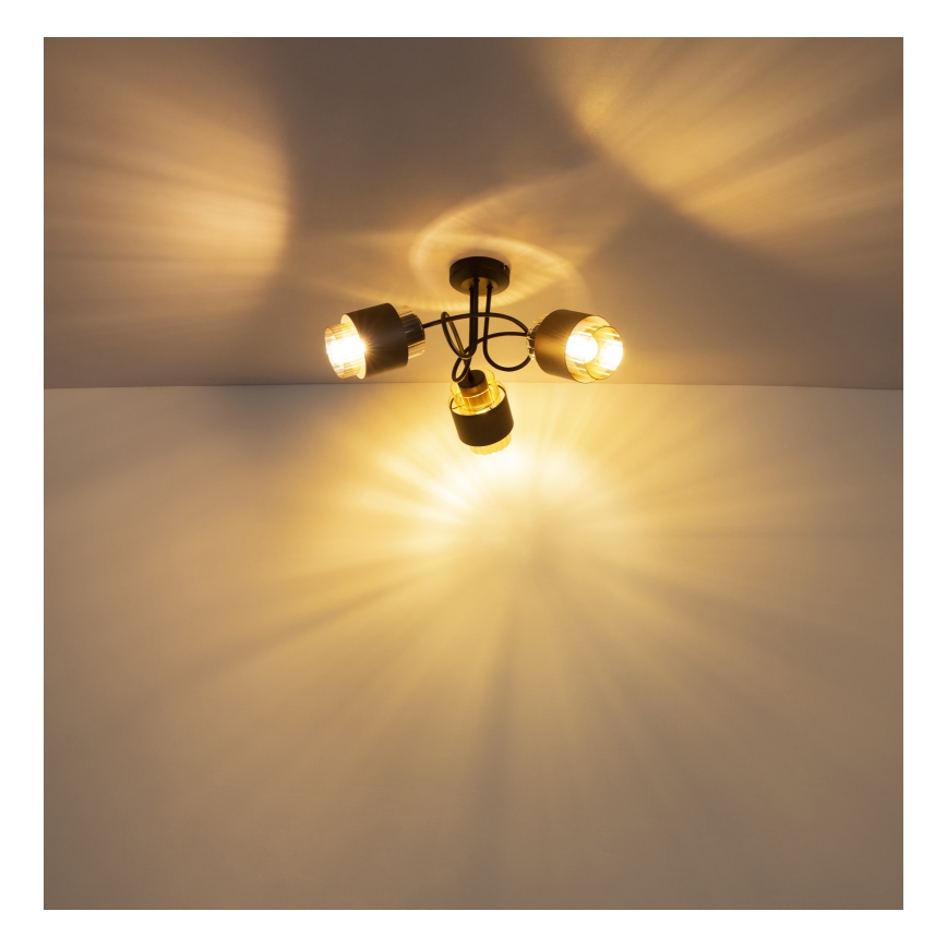 Globo - Opbouwkroonluchter 3xE27/40W/230V zwart/bronzen