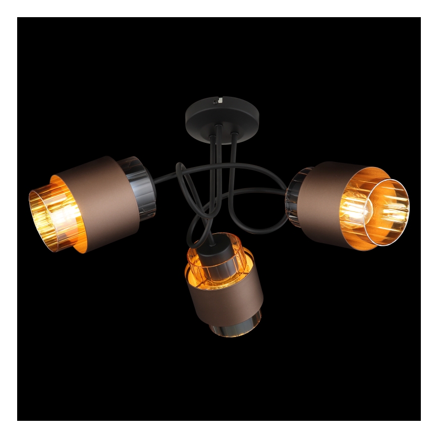 Globo - Opbouwkroonluchter 3xE27/40W/230V zwart/bronzen