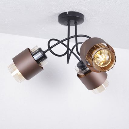 Globo - Opbouwkroonluchter 3xE27/40W/230V zwart/bronzen