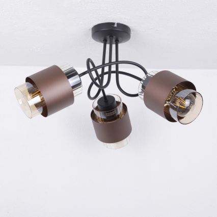 Globo - Opbouwkroonluchter 3xE27/40W/230V zwart/bronzen