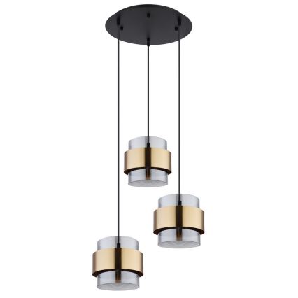 Globo - Hanglamp aan kabel 3xE27/60W/230V zwart/messing