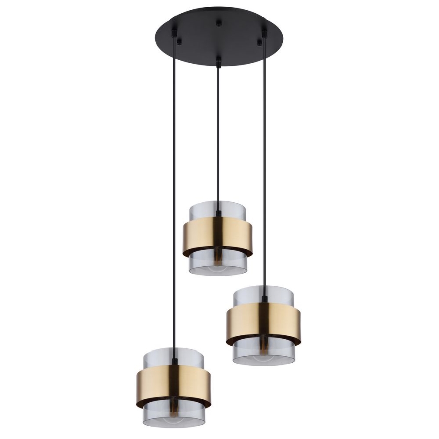 Globo - Hanglamp aan kabel 3xE27/60W/230V zwart/messing