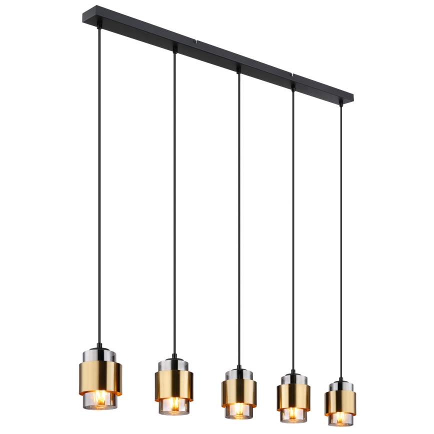 Globo - Kroonluchter met kabel 5xE27/40W/230V zwart/messing