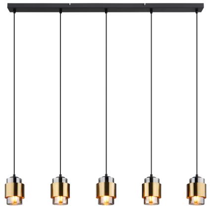 Globo - Kroonluchter met kabel 5xE27/40W/230V zwart/messing