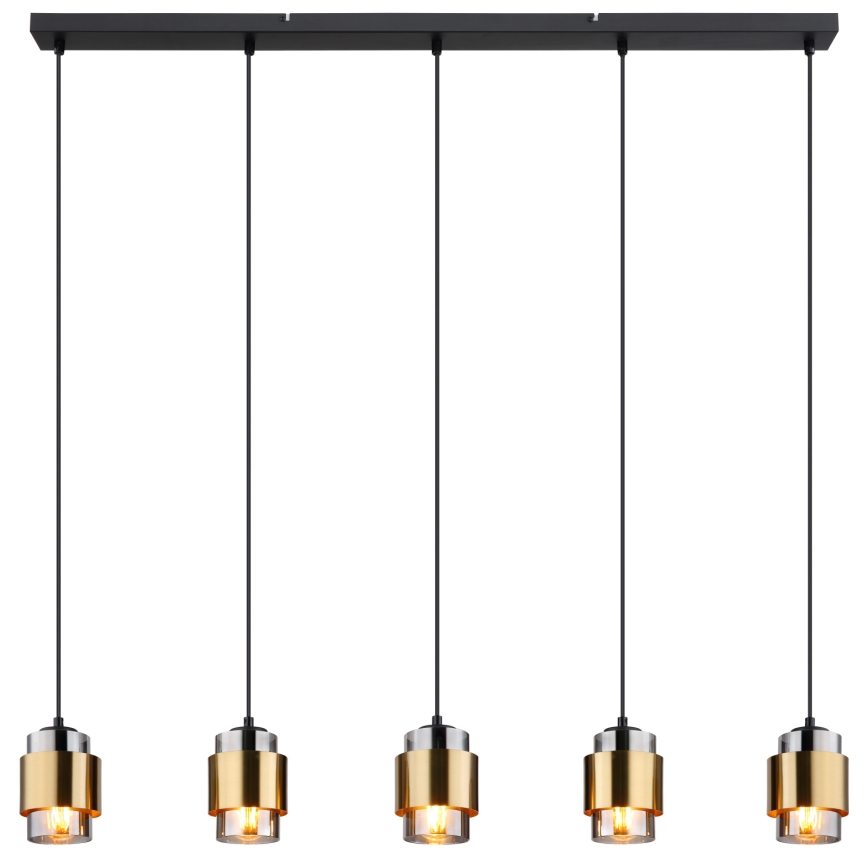 Globo - Kroonluchter met kabel 5xE27/40W/230V zwart/messing