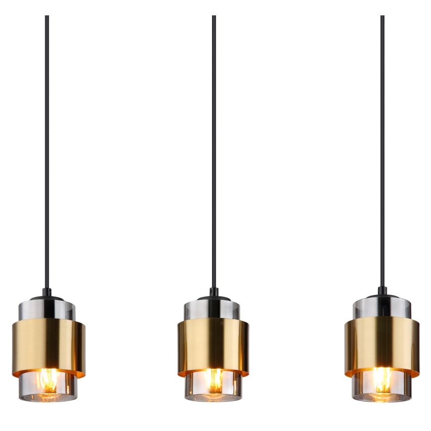 Globo - Kroonluchter met kabel 5xE27/40W/230V zwart/messing