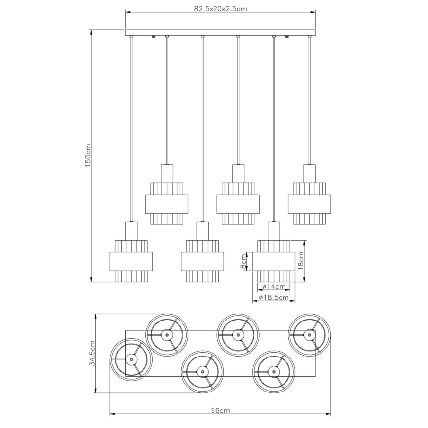 Globo - Kroonluchter met kabel 6xE27/60W/230V