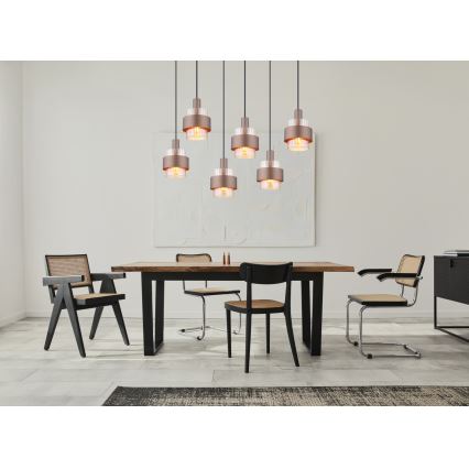 Globo - Kroonluchter met kabel 6xE27/60W/230V bruin