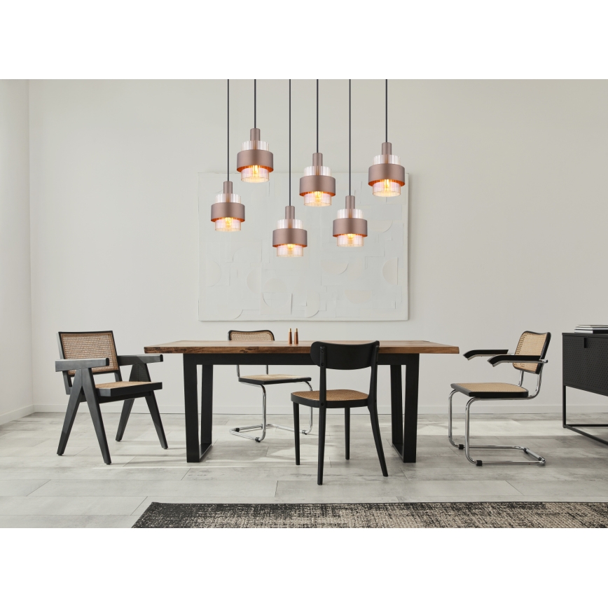 Globo - Kroonluchter met kabel 6xE27/60W/230V bruin