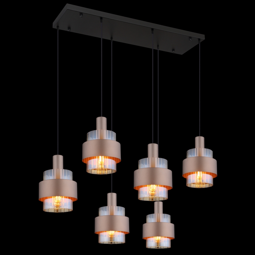 Globo - Kroonluchter met kabel 6xE27/60W/230V bruin